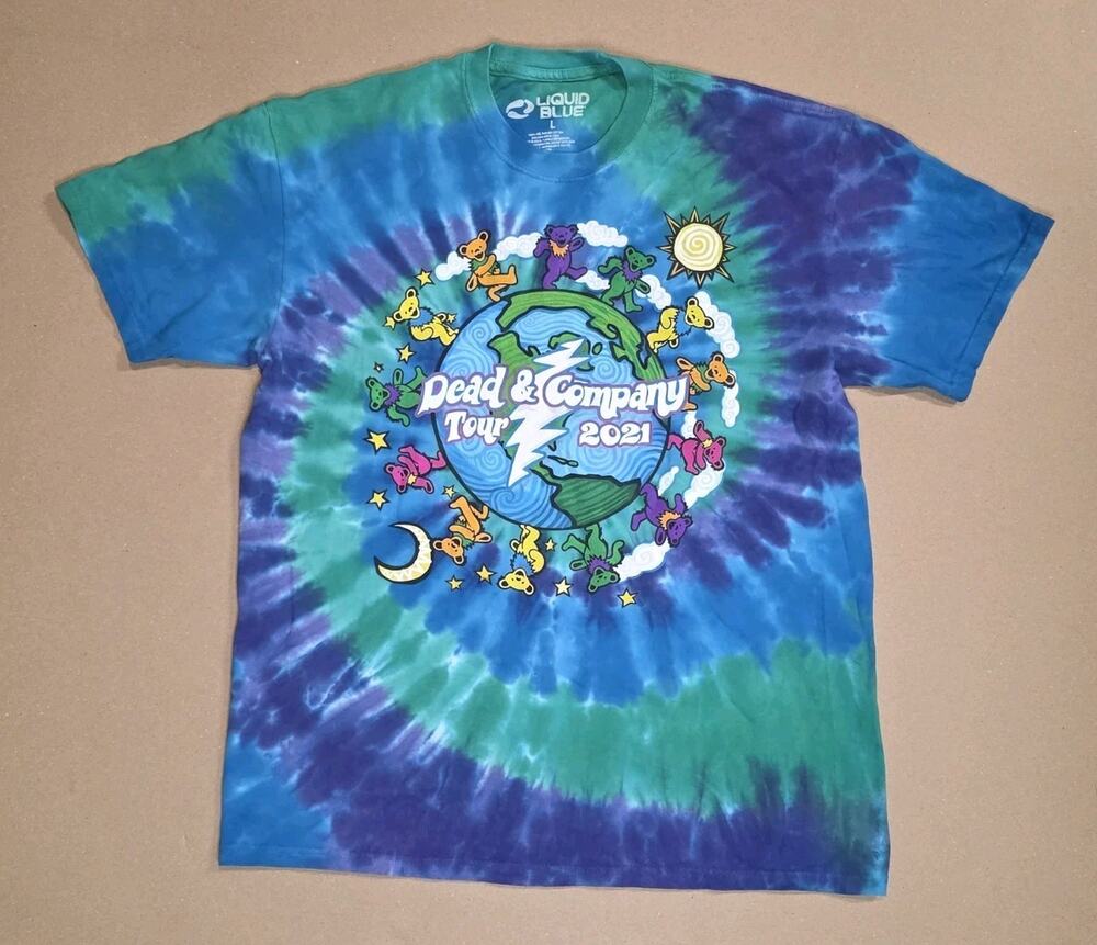 Grateful Dead Tie Dye 2021 Tour Shirt Size L Dead & Company Liquid Blue
